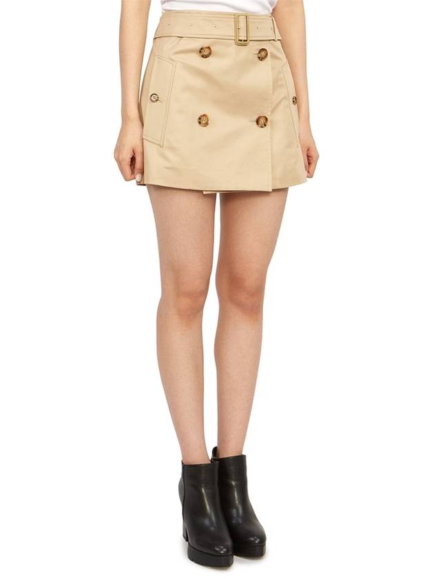 Burberry WoMen's Cotton Gabardine Mini Trench A-Line Skirt Beige