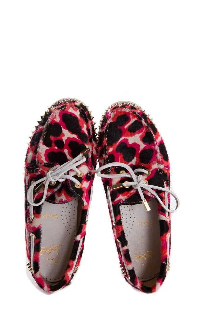 Christian Louboutin Pink Steckel Leopard Print Loafers SZ 37