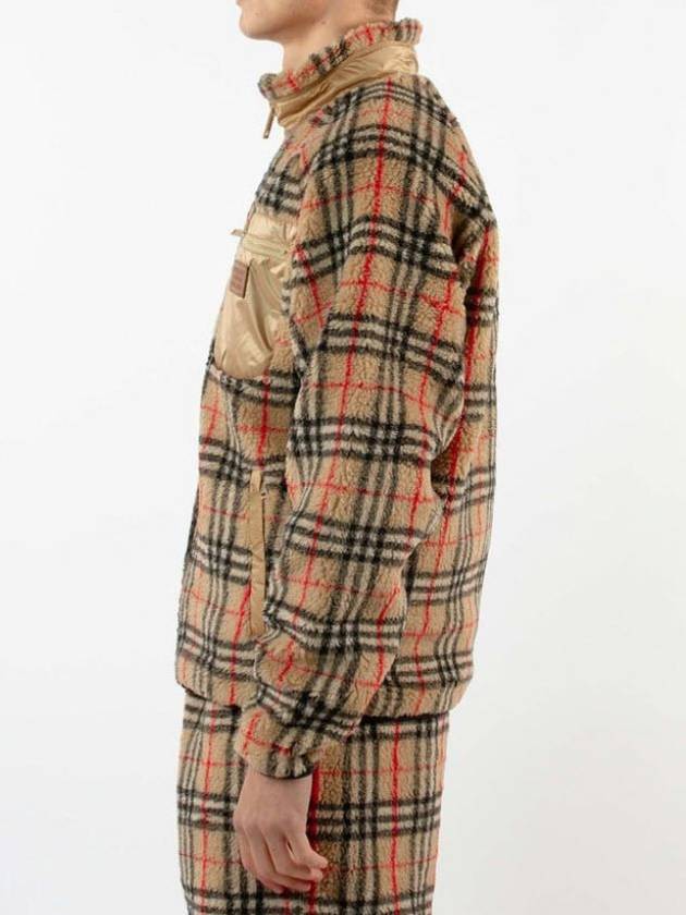 Burberry Men's Wesley Vintage Check Fleece Zip-Up Hoodie Beige