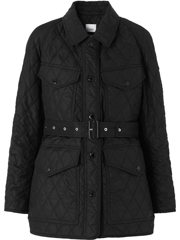 Burberry Diamond Quilted Nylon Canvas Field Jacket Black