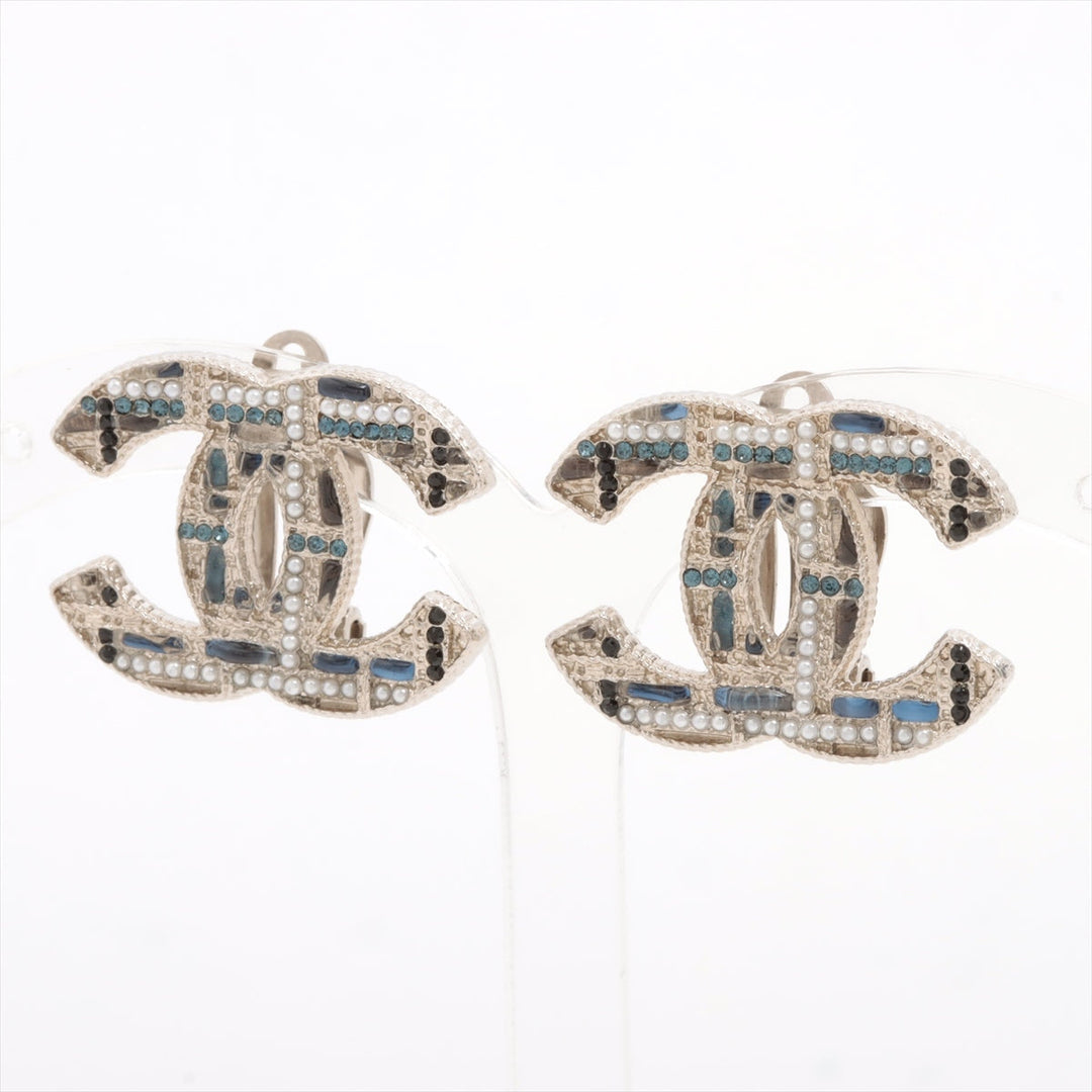 Top Quality Chanel Earrings in Tweed Pattern A19B Silver Blue