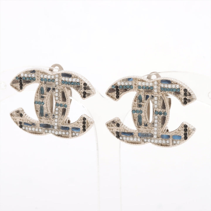 Top Quality Chanel Earrings in Tweed Pattern A19B Silver Blue