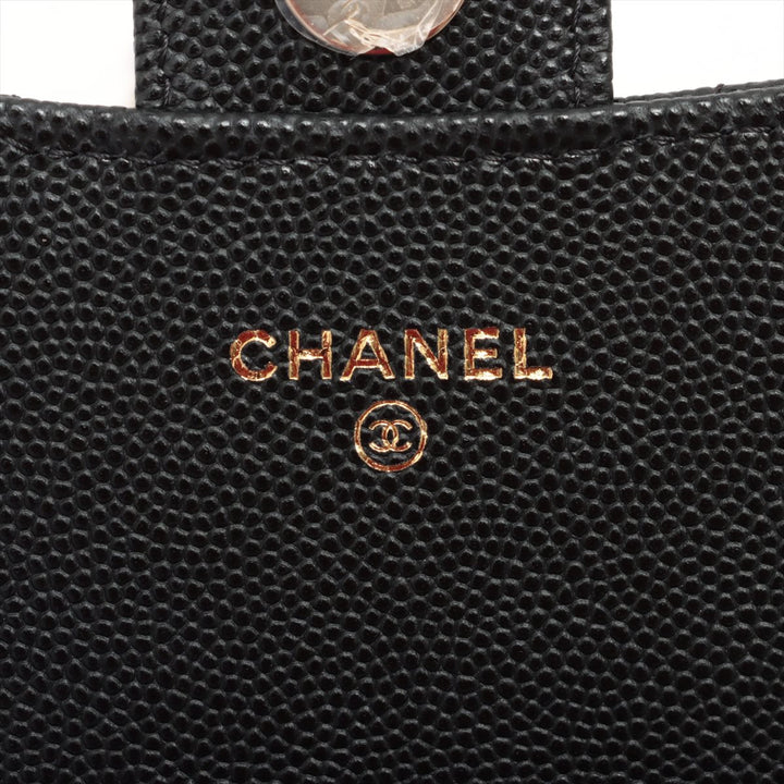 Top Quality Chanel Matrasse Caviar S Chain Wallet Black Gold
