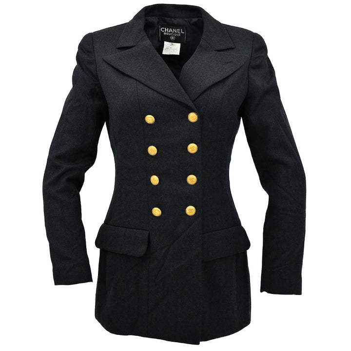Top Quality Chanel Double Breasted Jacket Black 96A #38