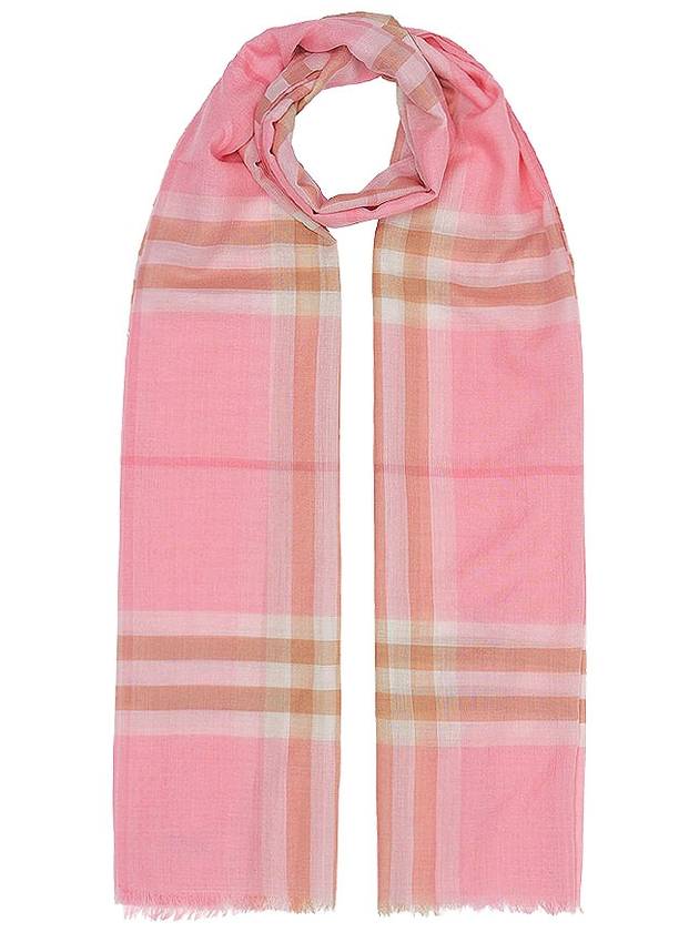 Burberry Check Wool Silk Scarf Pink