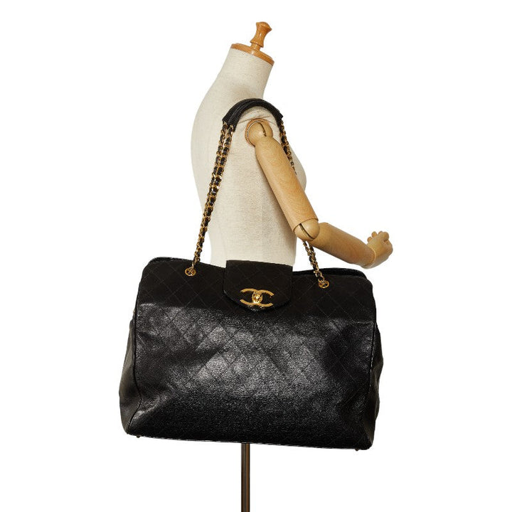 Top Quality Chanel Super Model Bag Coco Chain Tote Bag One-Shoulder Bag Black Leather  CHANEL