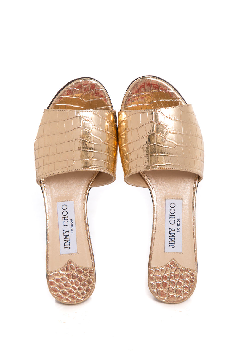 Jimmy Choo Metallic Gold Wedge SZ 36.5