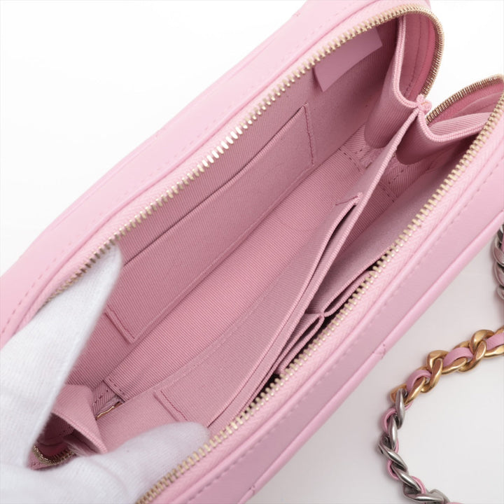 Top Quality Chanel 19  Chain Shoulder Bag Pink G x Silver Gold AP2728