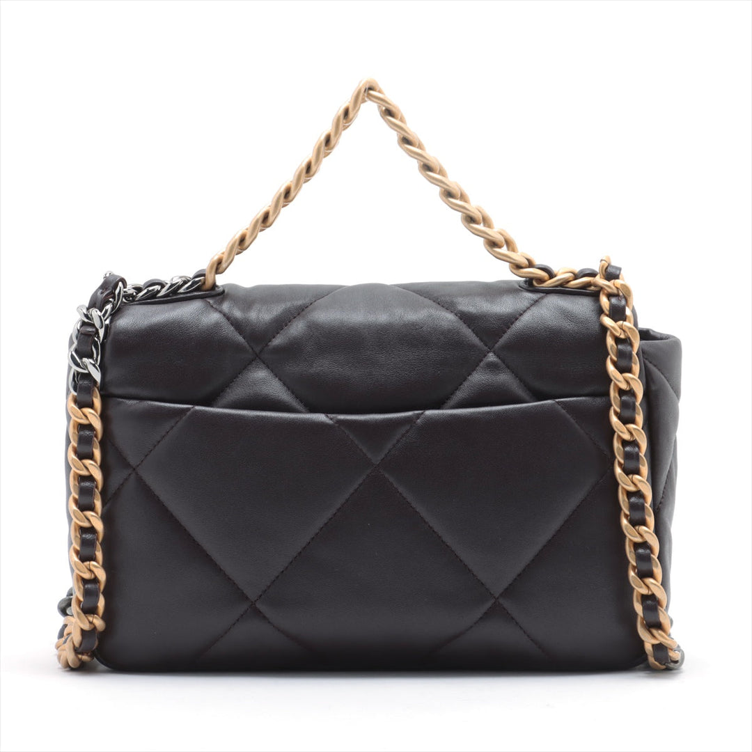 Top Quality Chanel 19 in Chain Shoulder Bag Brown Gold x Silver Gold IC Chip