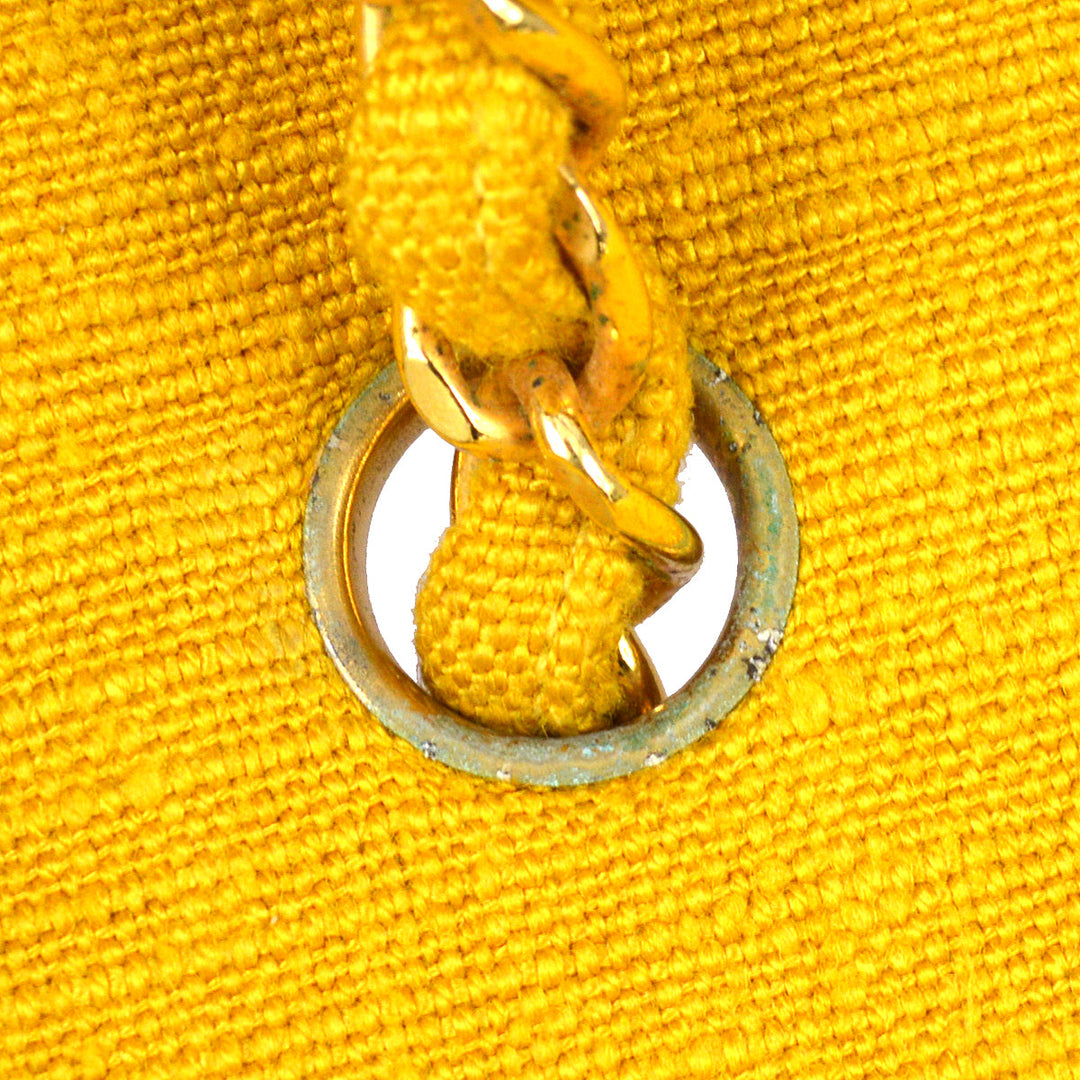 Top Quality Chanel * 1991-1994 Diana Small Yellow Linen