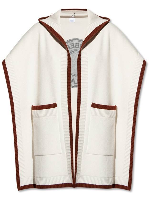 Burberry Logo Wool Cashmere Cape Ivory