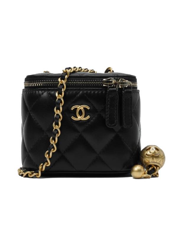 CC Logo Classic Vanity Small Cosmetic Case Mini Bag Black Chanel