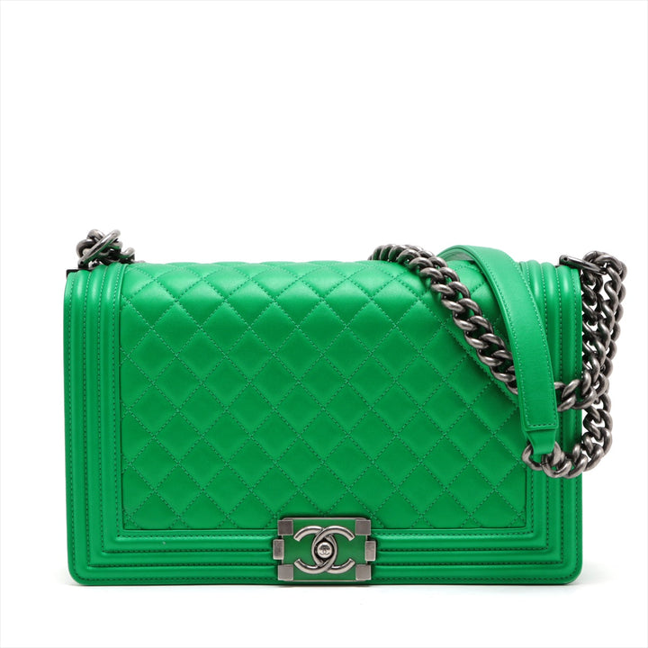 Top Quality Chanel Boy Top Quality Chanel 28   Chain Shoulder Bag Green Gummetal Gold  20th A92193