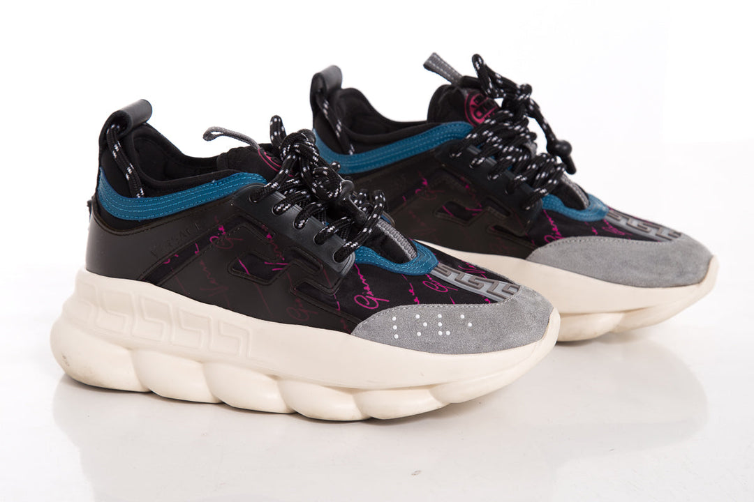 Versace Black & Blue Suede Sneakers SZ 7.5