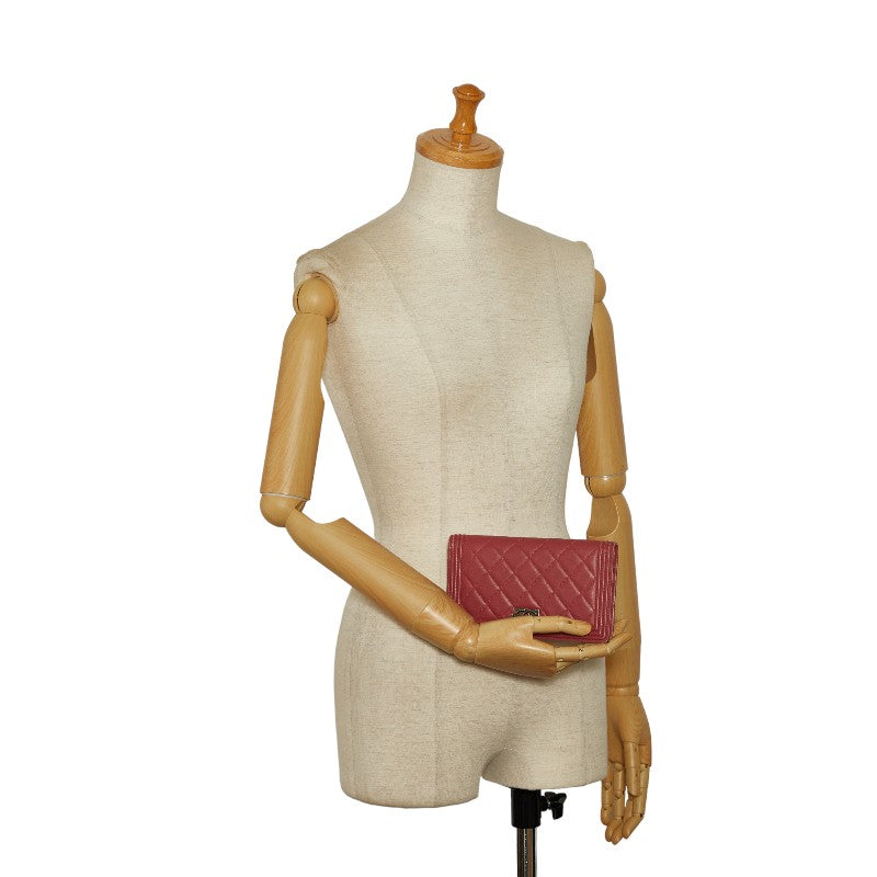 Top Quality Chanel Long Wallet Leather Wine Red