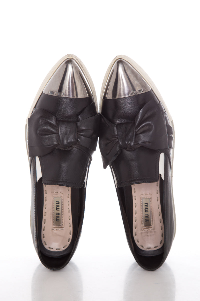 Miu Miu Black Bow Sneakers SZ 38.5