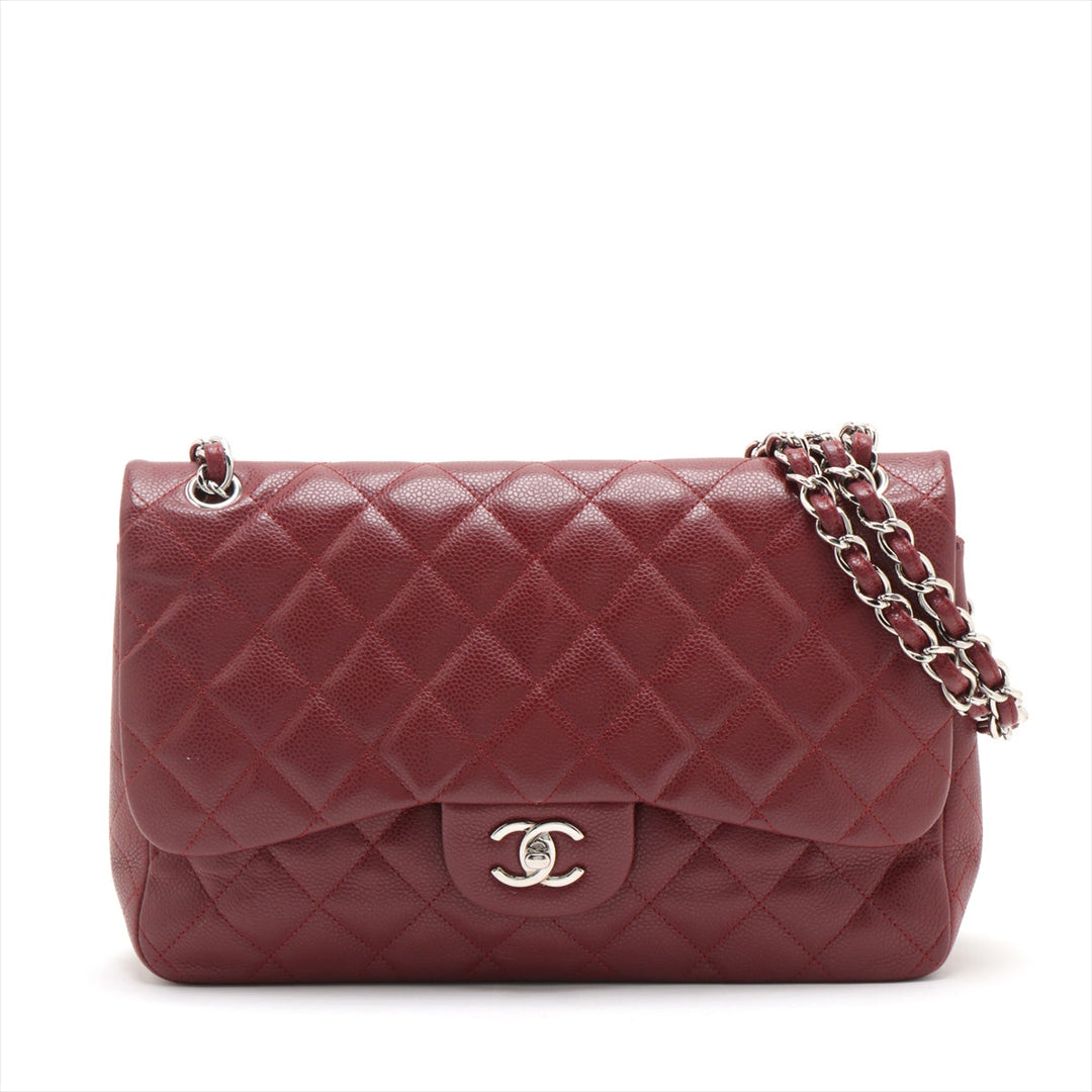 Top Quality Chanel Decamatrasse Caviar S Double Flap Double Chain Bag Bordeaux Silver  15th