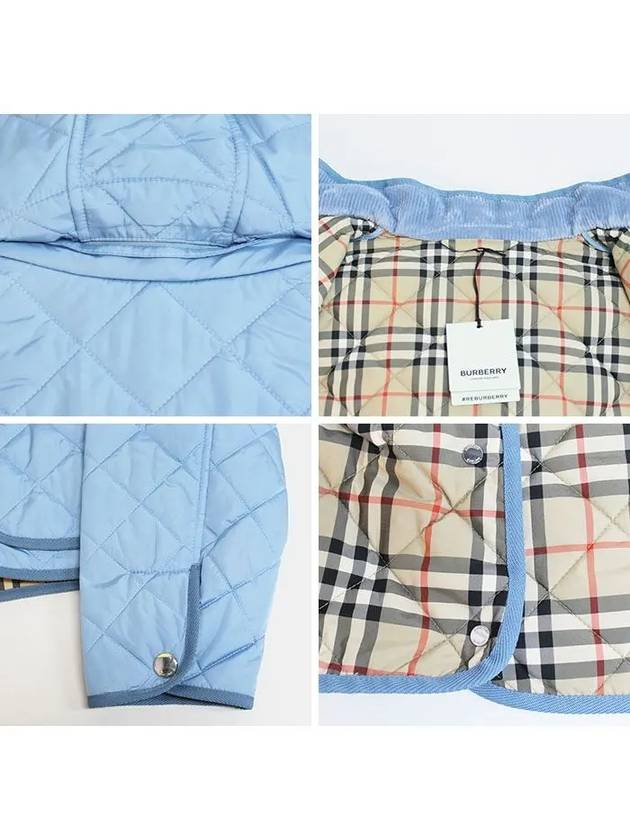 Burberry Diamond Recycled Nylon Quilted Hooded Jacket Denim Blue