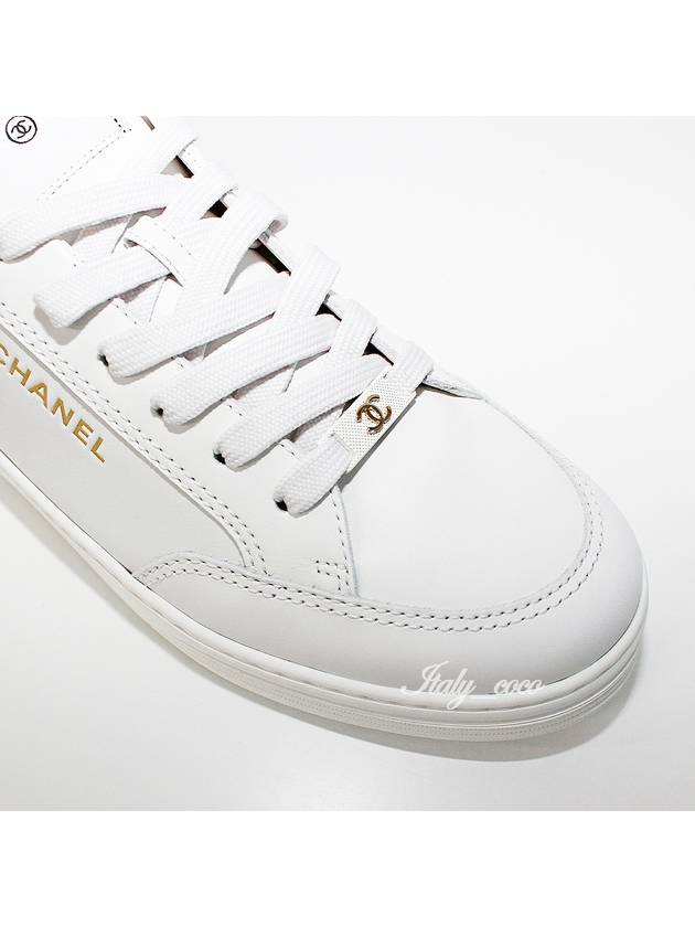 Logo Calfskin Low Top Sneakers White Chanel