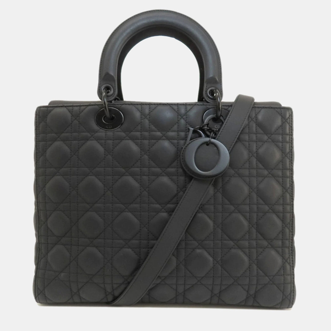 Top quality Dior Black Leather Large Ultra Matte Lady Top Handle Bag