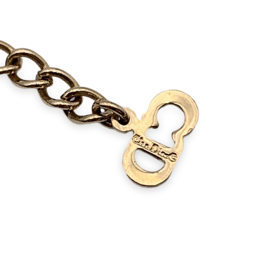 CHRISTIAN Top quality Dior Gold Metal Dangling Letters Logo Necklace