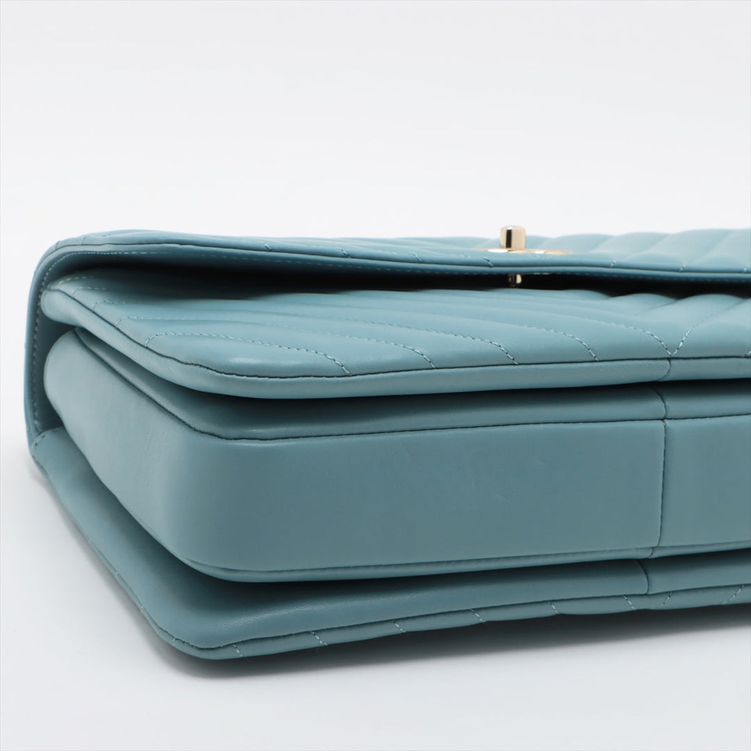 Top Quality Chanel Chevron Top Handle Bag in Light Blue 25th Series