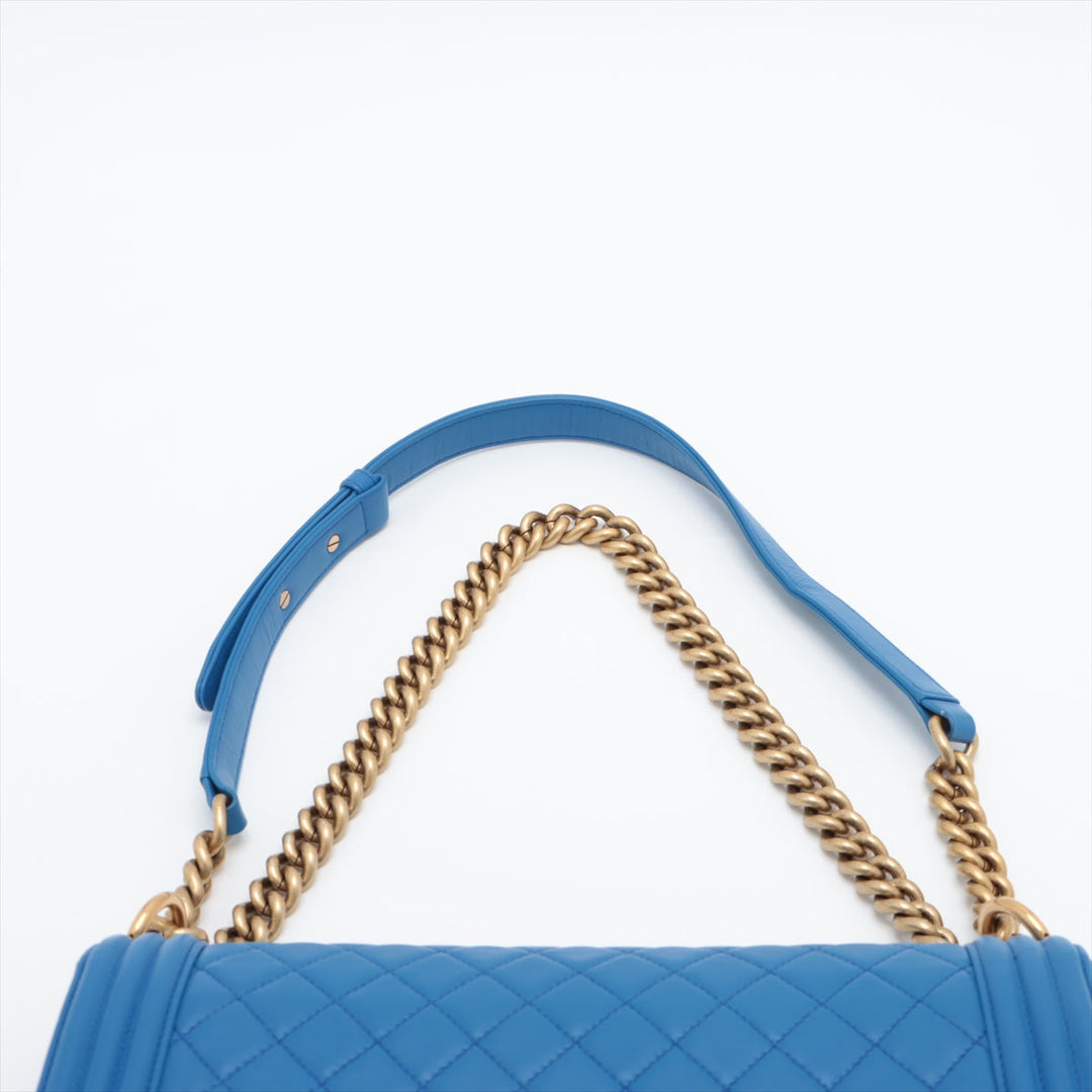 Top Quality Chanel Boy Chain Shoulder Bag in Lambskin Blue