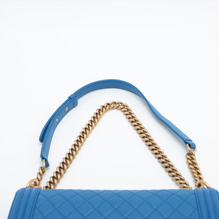 Top Quality Chanel Boy Chain Shoulder Bag in Lambskin Blue