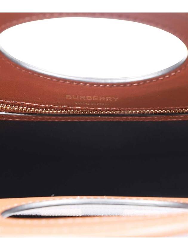 Burberry Mini Pocket Checked Leather Tote Bag Dark Burch Brown