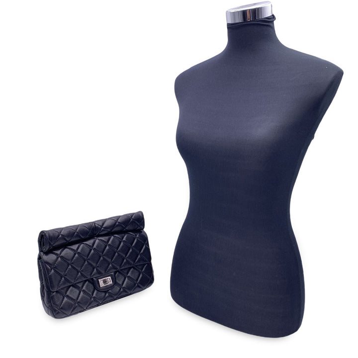 Top Quality Chanel 2010S Black Quilted Leather Reissue Roll 2.55 Clutch Bag