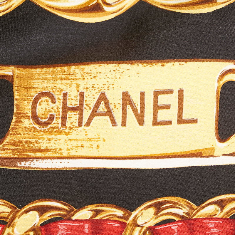 Top Quality Chanel Gold Chain Cocomark carf Black Multicolor Silk  Chanel