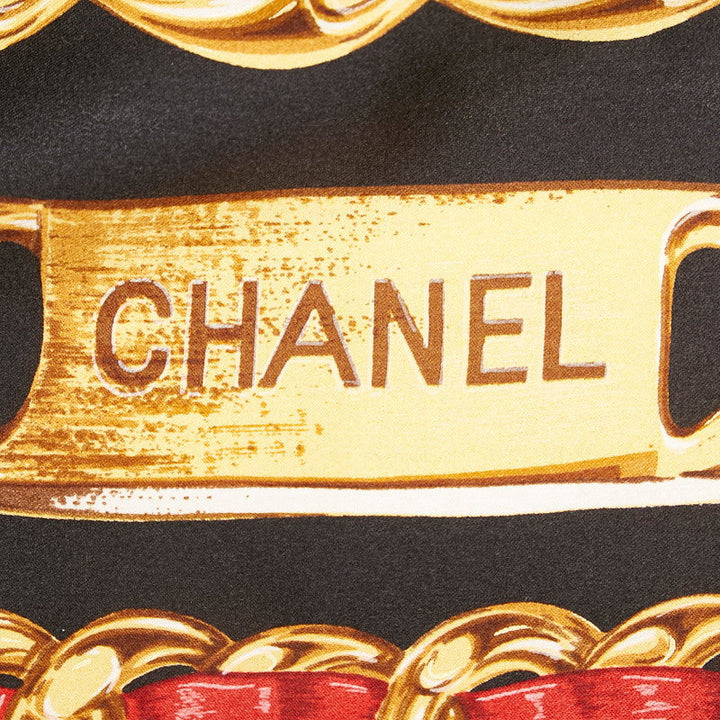 Top Quality Chanel Gold Chain Cocomark carf Black Multicolor Silk  Chanel