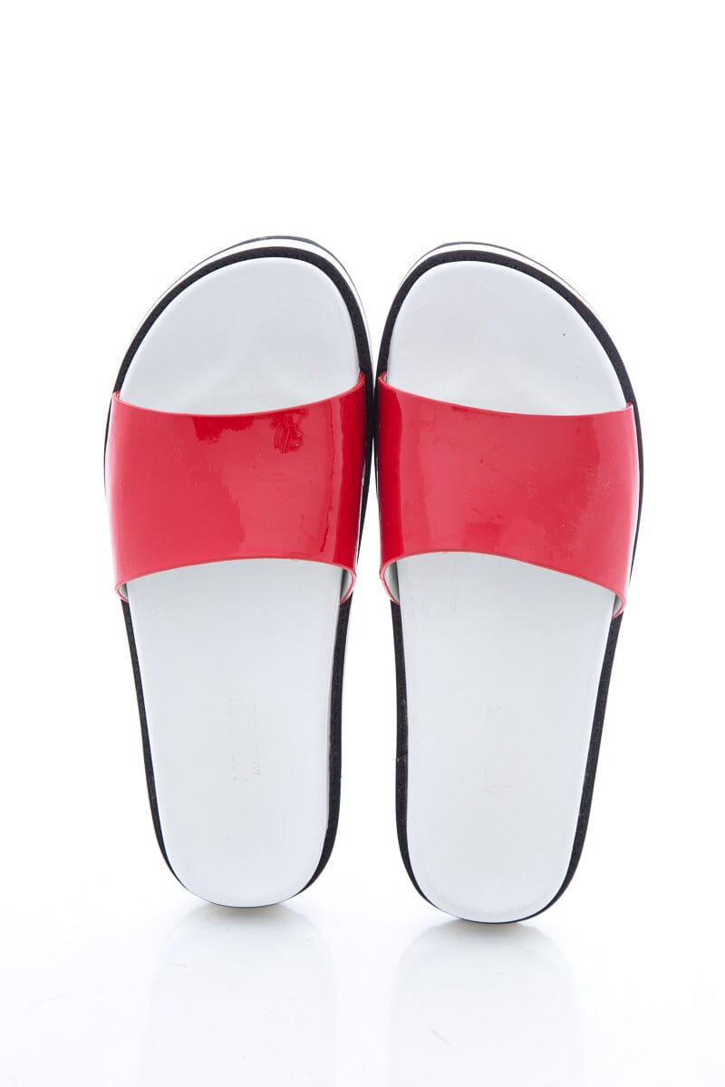 Moncler Red & White Slides SZ 37