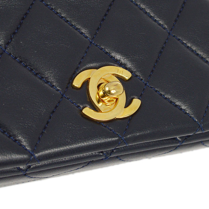 Top Quality Chanel Navy Lambskin Turnlock Mini Full Flap Shoulder Bag