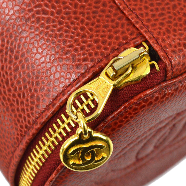 Top Quality Chanel Red Caviar Jewelry Case Pouch