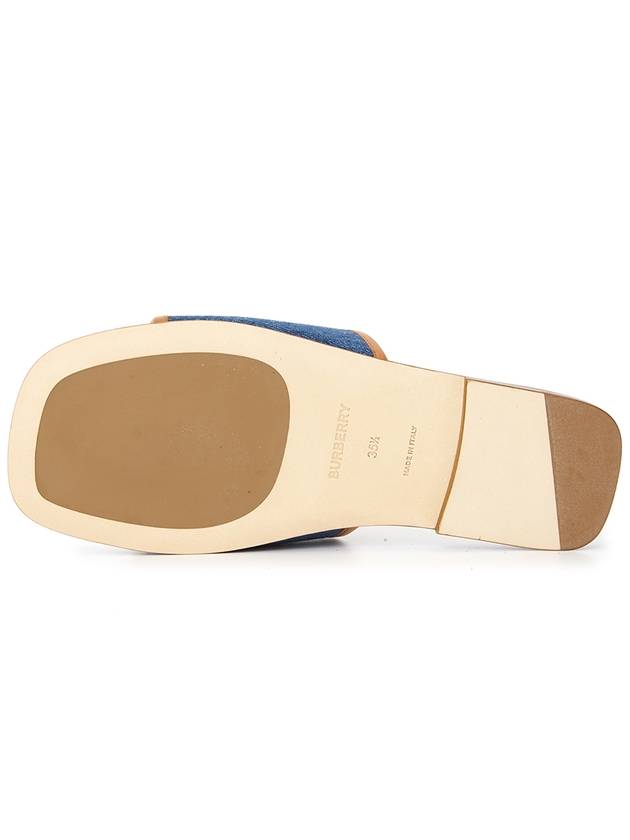 Burberry Logo Print Denim Slipper Sandals Blue