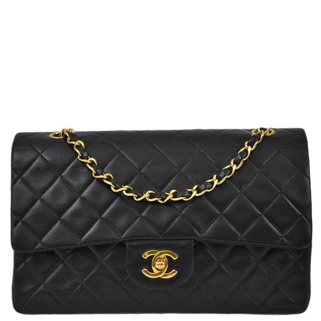Top Quality Chanel 1991-1994 Classic Double Flap Medium Black Lambskin