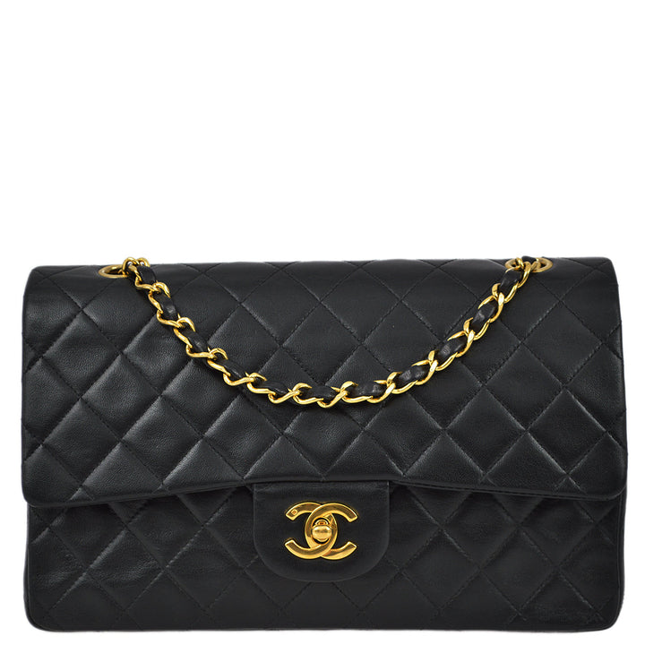 Top Quality Chanel 1991-1994 Classic Double Flap Medium Black Lambskin