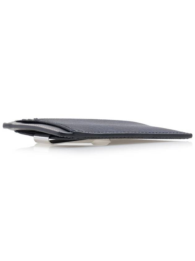 Burberry Check Print Money Clip Card Wallet Navy