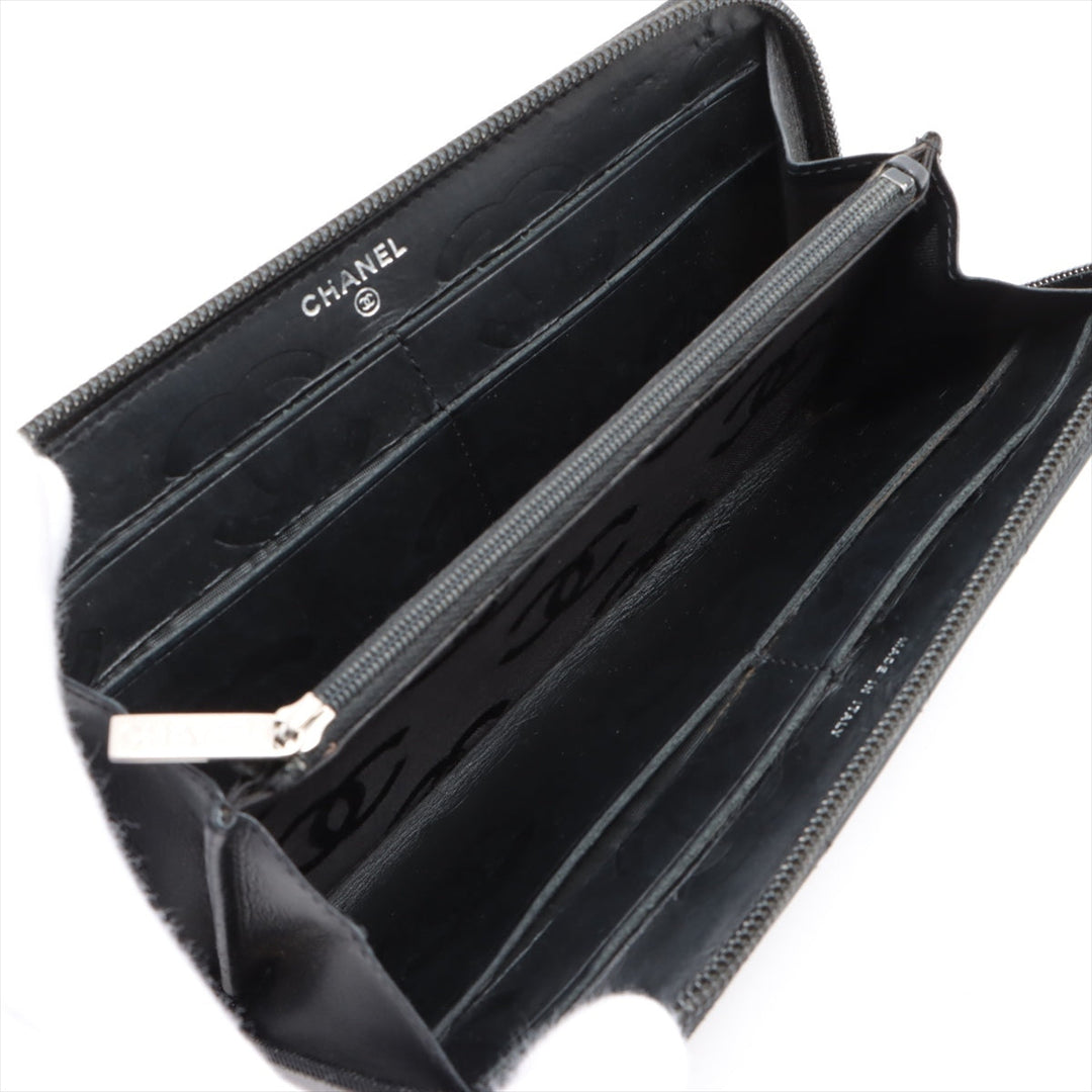 Top Quality Chanel Combon Line in Round  Wallet Black Silver  13th Series Seal Coloring