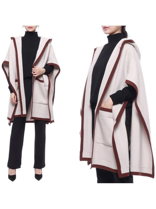 Burberry Logo Wool Cashmere Cape Ivory