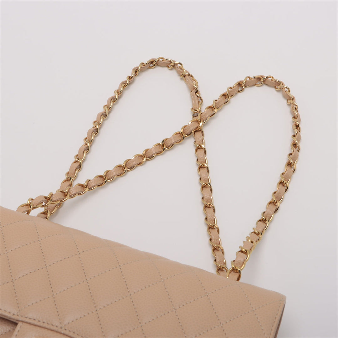 Top Quality Chanel Matrasse Caviar S Double Flap Double Chain Bag Beige Gold
