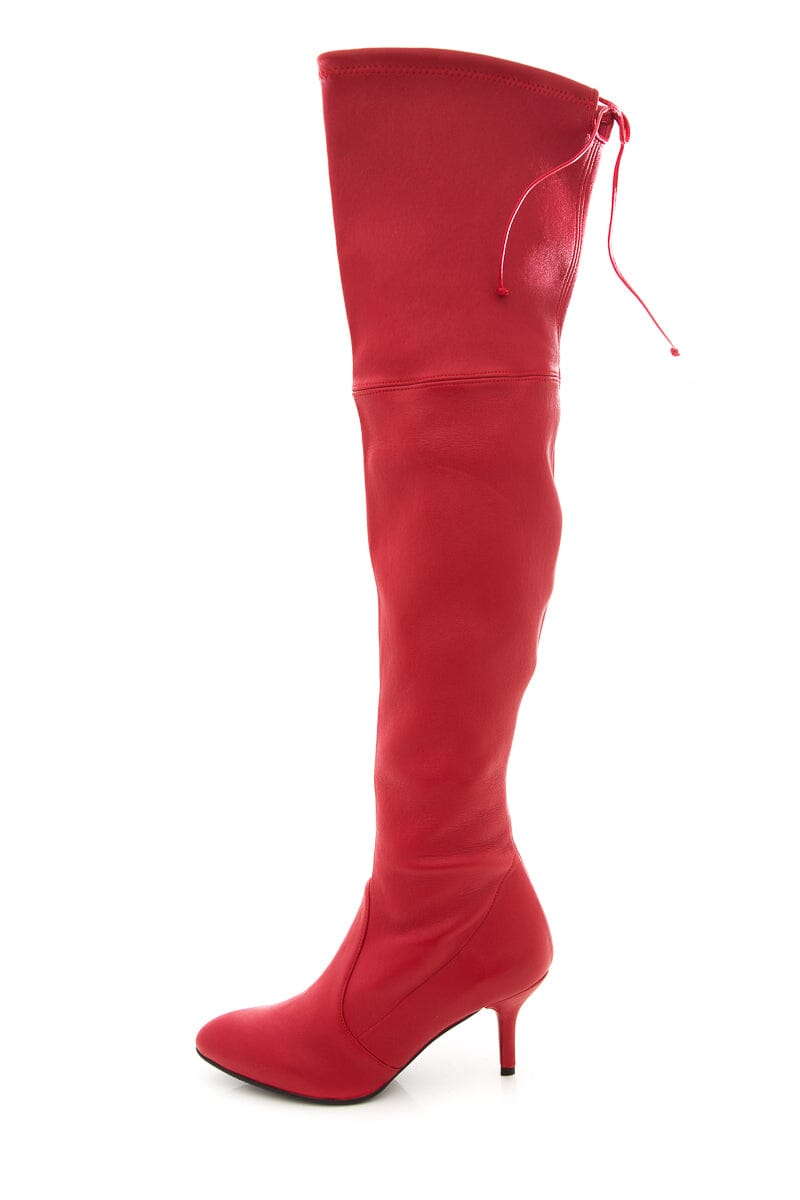 Stuart Weitzman Red Tall Leather Boots SZ 39