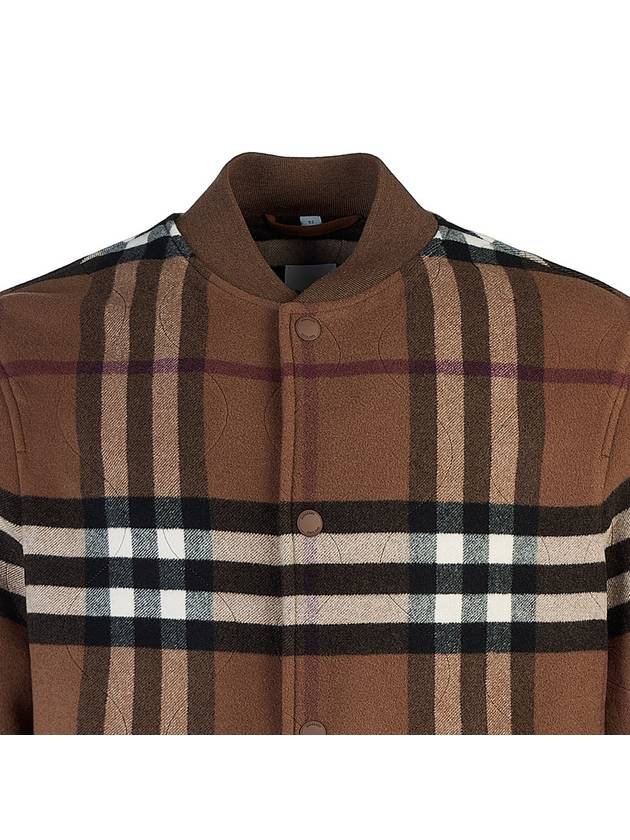 Burberry Quilted Check Wool Blend Bomber Jacket Dark Birch Brown