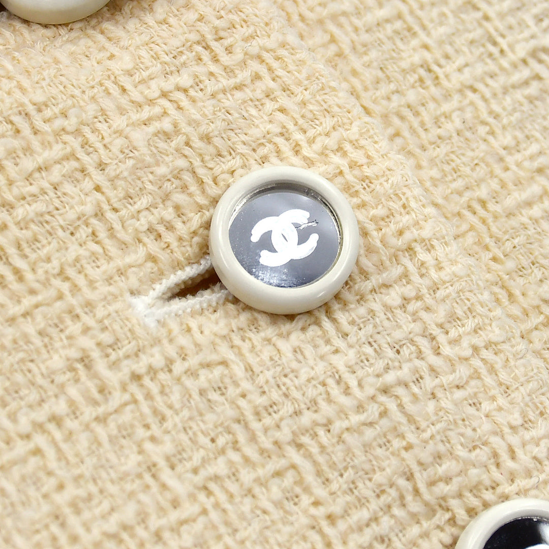 Top Quality Chanel Collarless Jacket Ivory 95C #36