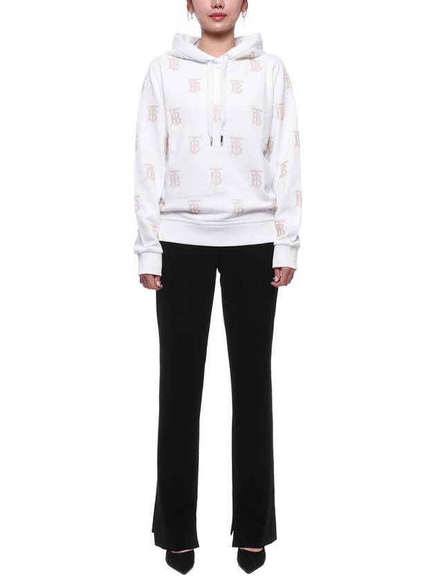 Burberry Cotton Logo Pattern Print Hoodie White