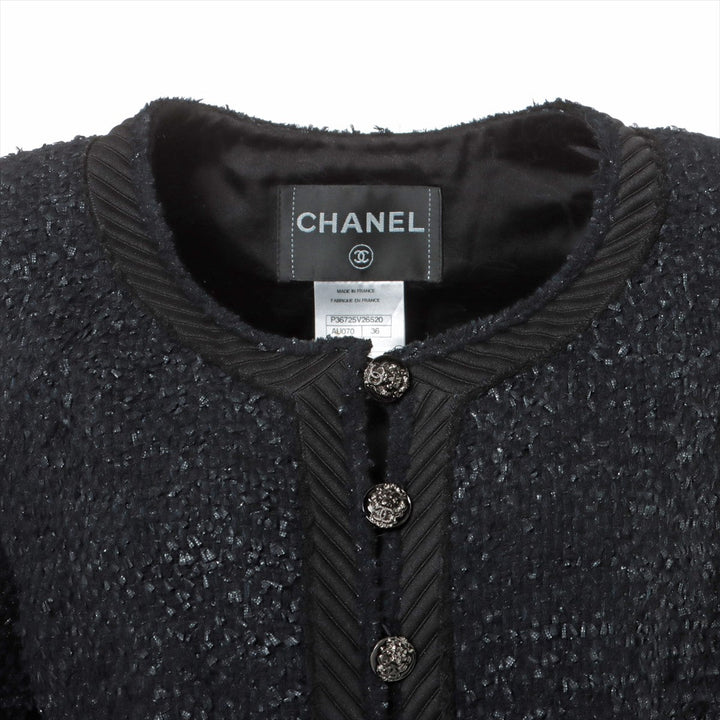 Top Quality Chanel Coconut Button P36 Wool x Nylon Setup 36/38  Black Twid
