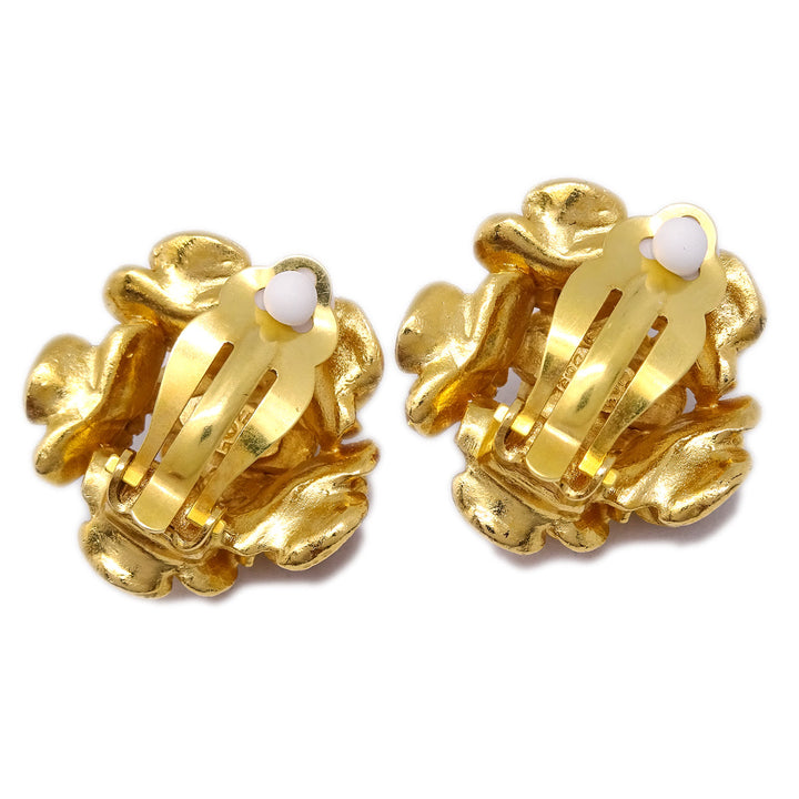 Top Quality Chanel Flower Earrings Clip-On Gold 99P