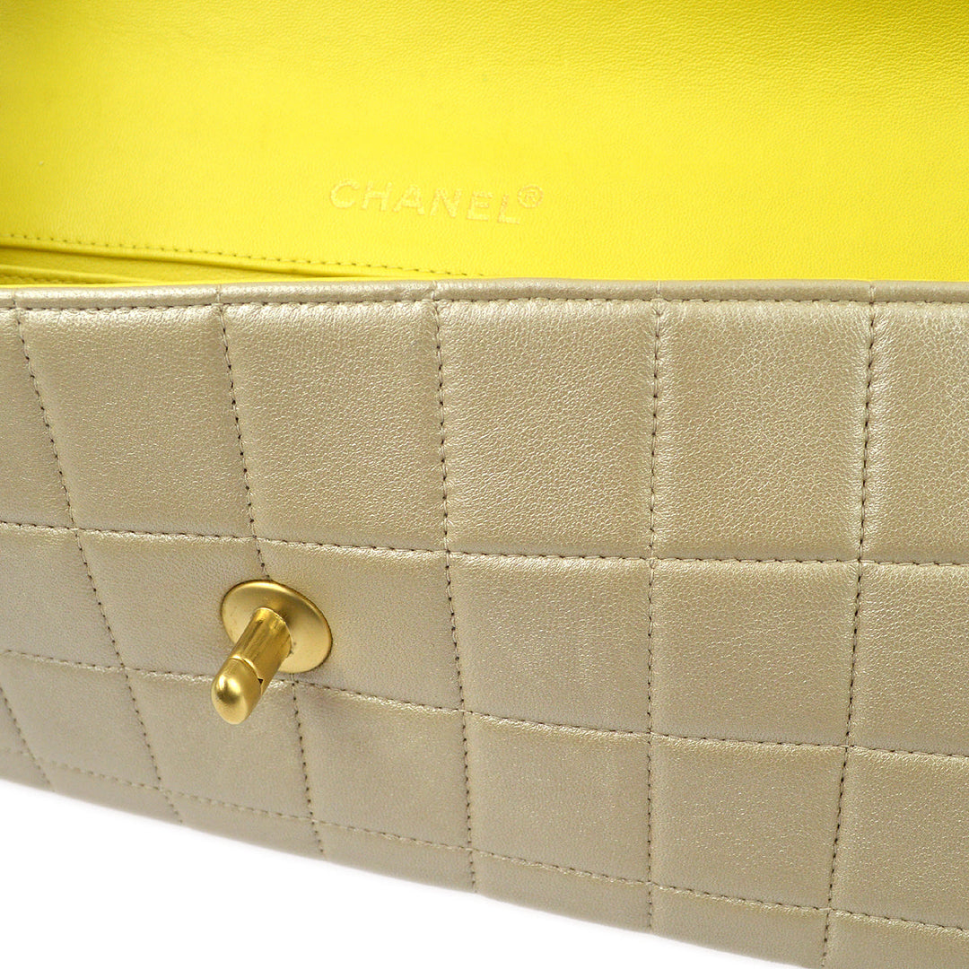 Top Quality Chanel Beige Lambskin Choco Bar East West Shoulder Bag