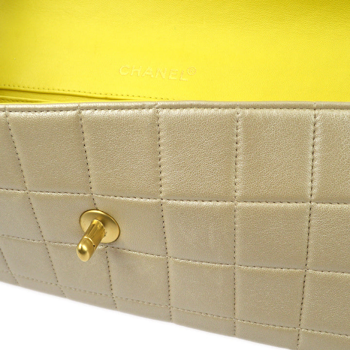 Top Quality Chanel Beige Lambskin Choco Bar East West Shoulder Bag